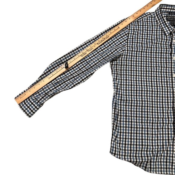 American Rag Shirt Men's Long Sleeve Button Up Oxford Plaid Blue Black White 2XL - Picture 4 of 11